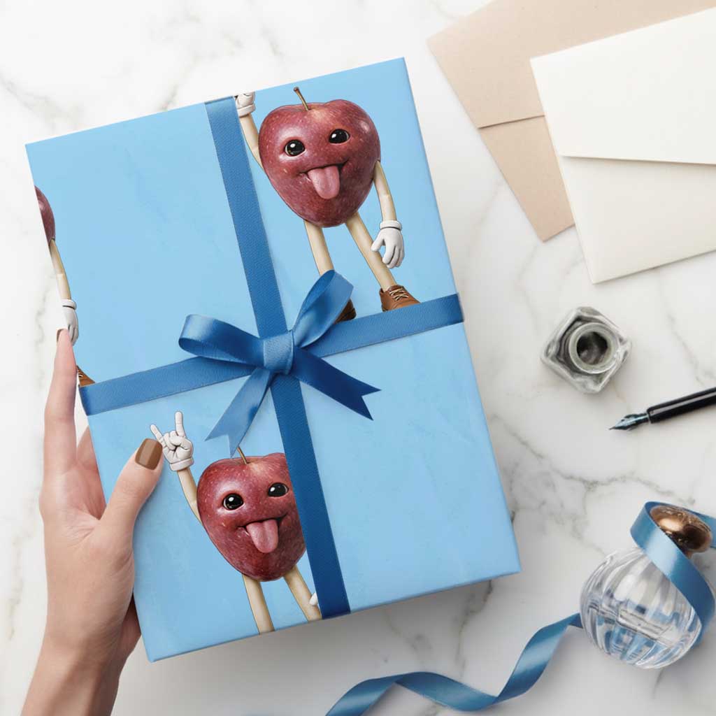 Funny Apple With Face Wapple Meme Wrapping Paper Roll