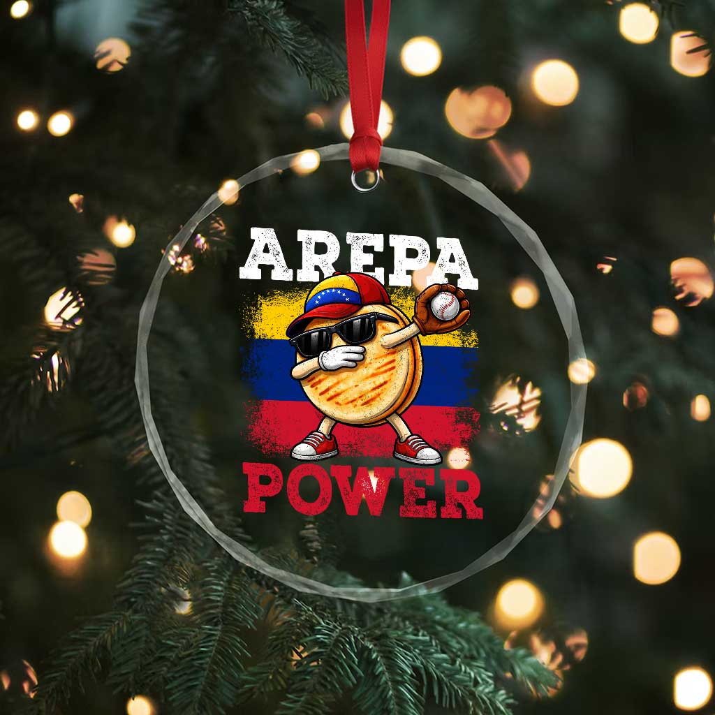 Funny Arepa Power Venezuela Baseball Lover Crystal Glass Ornament Cute Dabbing Arepa