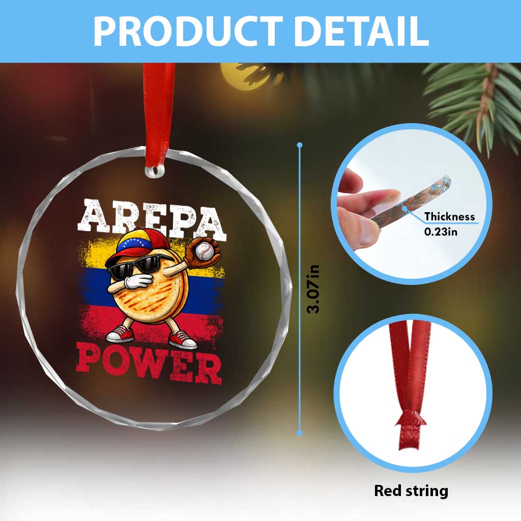 Funny Arepa Power Venezuela Baseball Lover Crystal Glass Ornament Cute Dabbing Arepa