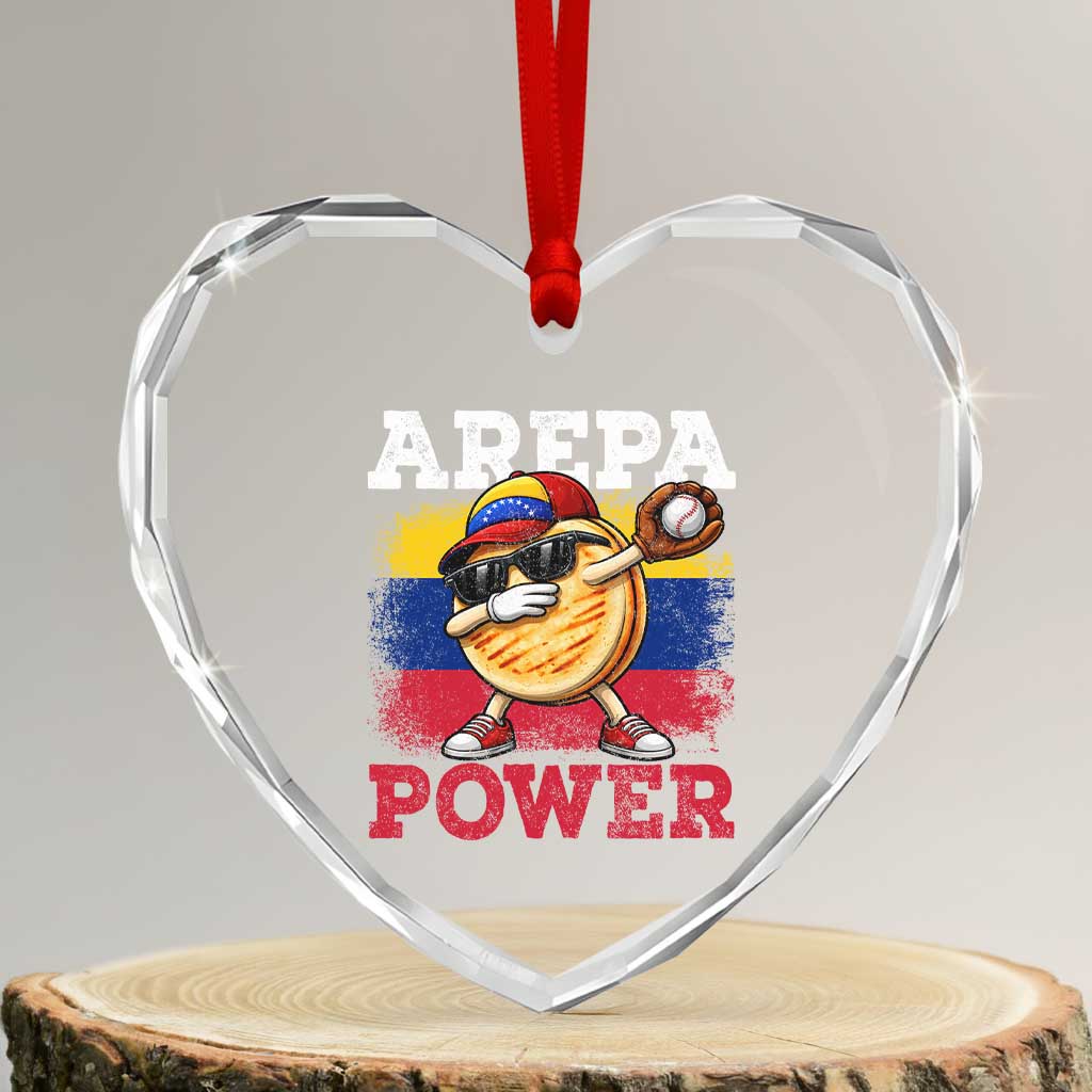 Funny Arepa Power Venezuela Baseball Lover Heart Crystal Glass Ornament Cute Dabbing Arepa