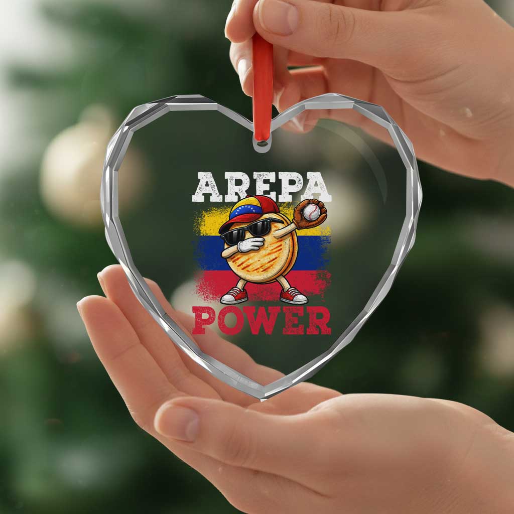 Funny Arepa Power Venezuela Baseball Lover Heart Crystal Glass Ornament Cute Dabbing Arepa