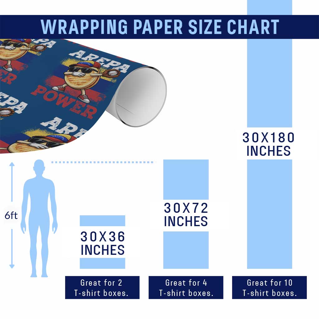 Funny Arepa Power Venezuela Baseball Lover Wrapping Paper Roll Cute Dabbing Arepa