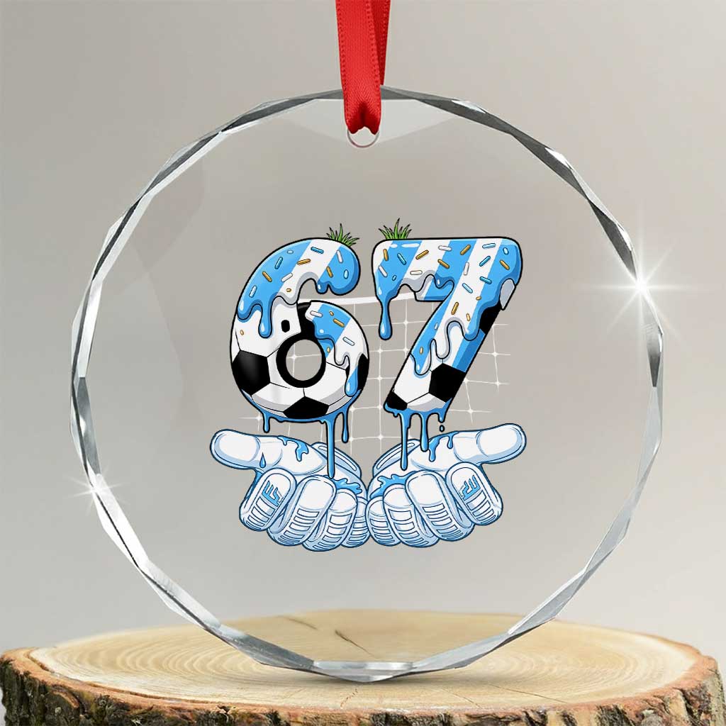 Funny Argentina Six Seven Football Meme Crystal Glass Ornament Gen Alpha Soccer Fan
