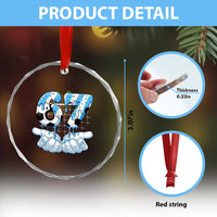 Funny Argentina Six Seven Football Meme Crystal Glass Ornament Gen Alpha Soccer Fan