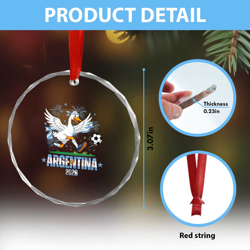 Funny Argentina Soccer Goose Crystal Glass Ornament Football Fan Graphic