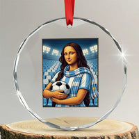 Funny Argentina Soccer Mona Lisa Crystal Glass Ornament Football Fan Pride Graphic