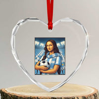Funny Argentina Soccer Mona Lisa Heart Crystal Glass Ornament Football Fan Pride Graphic