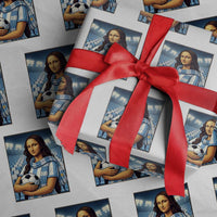 Funny Argentina Soccer Mona Lisa Wrapping Paper Roll Football Fan Pride Graphic