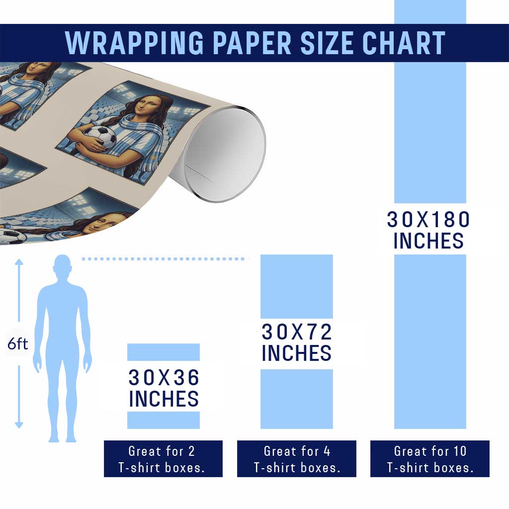 Funny Argentina Soccer Mona Lisa Wrapping Paper Roll Football Fan Pride Graphic