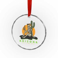 Funny Arizona Its A Dry Heat Skeleton Graphic Crystal Glass Ornament Vintage Desert Drinking Beer Saguaro Cactus Souvenir