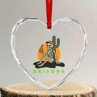Funny Arizona Its A Dry Heat Skeleton Graphic Heart Crystal Glass Ornament Vintage Desert Drinking Beer Saguaro Cactus Souvenir