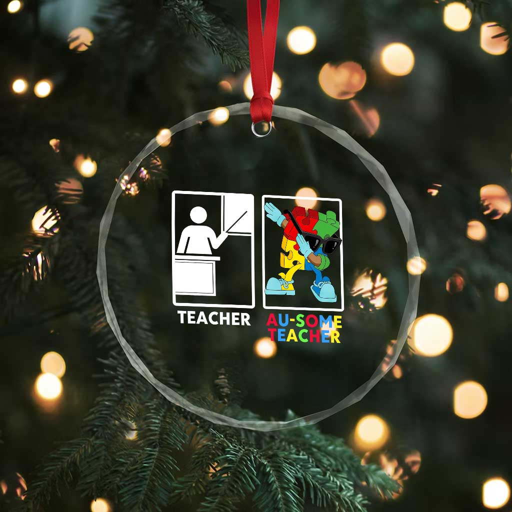 Funny Au Some Teacher Crystal Glass Ornament Autism Acceptance Special Education Gift