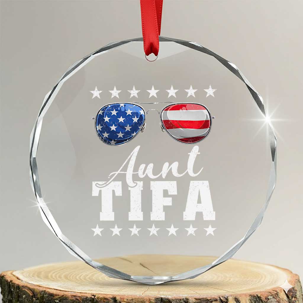 Funny Aunt Tifa Crystal Glass Ornament Political Satire American Flag Sunglasses TS11
