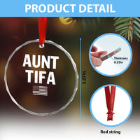 Funny Aunt Tifa Crystal Glass Ornament Political Satire Vintage American Flag TS11