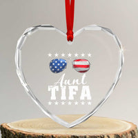 Funny Aunt Tifa Heart Crystal Glass Ornament Political Satire American Flag Sunglasses - Wonder Print Shop