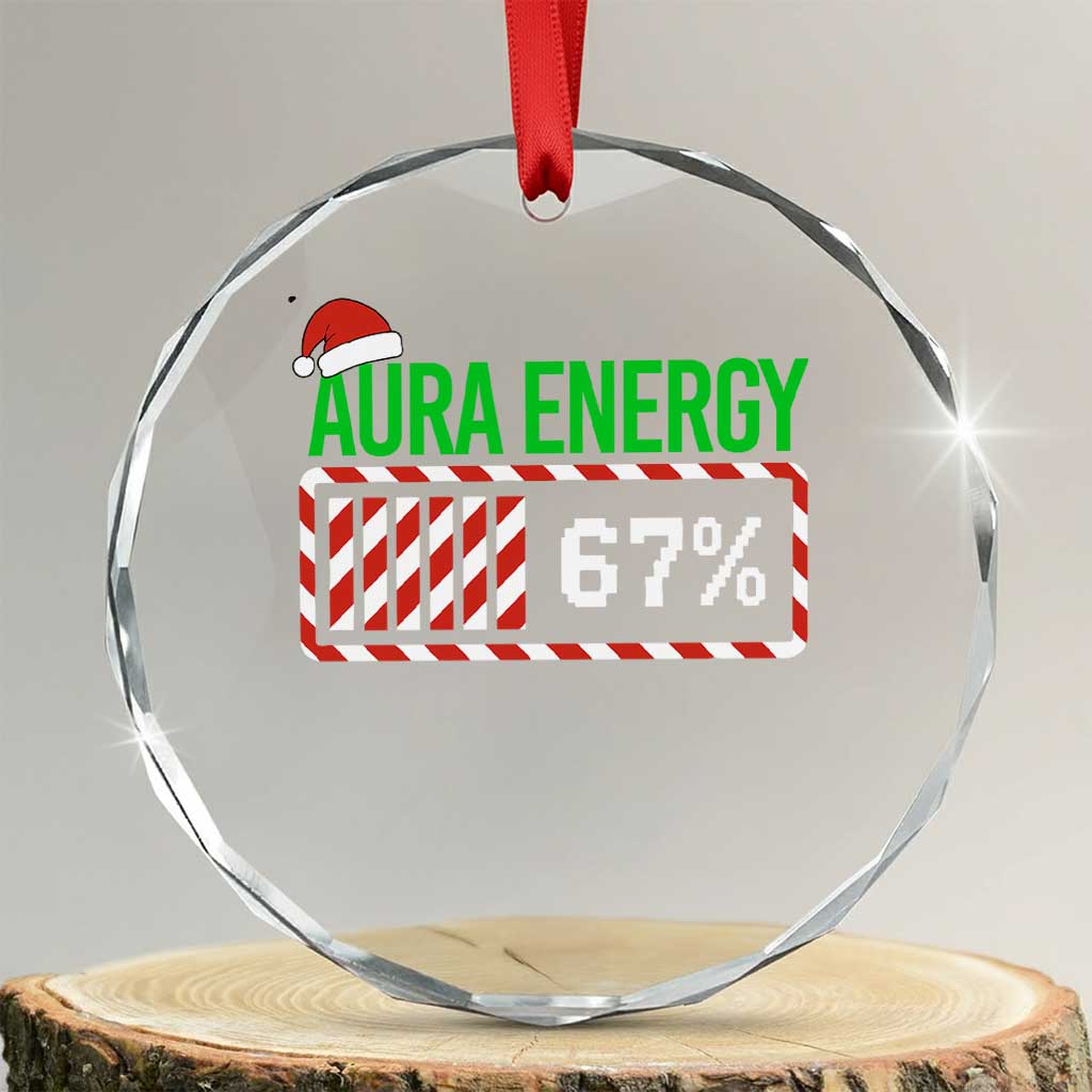 Funny Aura Energy 67 Christmas Crystal Glass Ornament Aura Farming Six Seven Meme Gen Alpha Slang - Wonder Print Shop