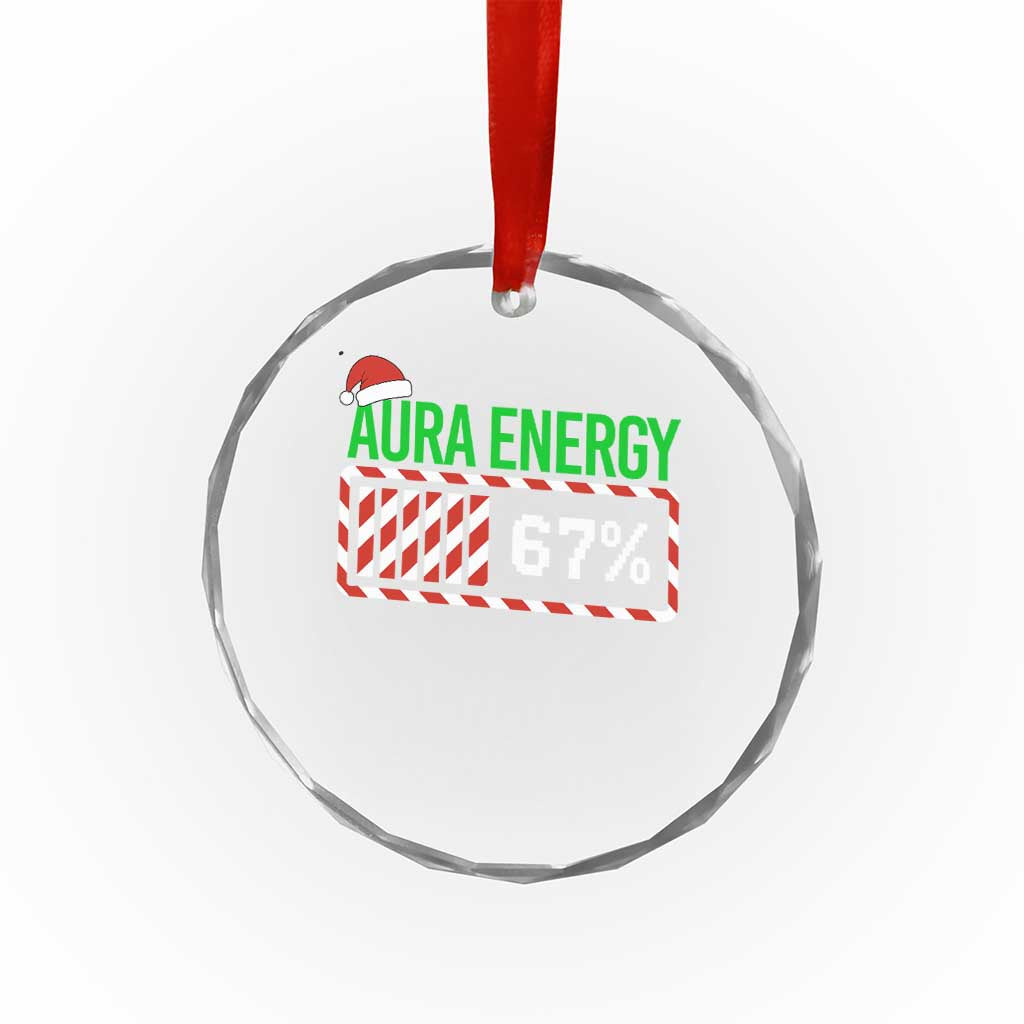 Funny Aura Energy 67 Christmas Crystal Glass Ornament Aura Farming Six Seven Meme Gen Alpha Slang - Wonder Print Shop