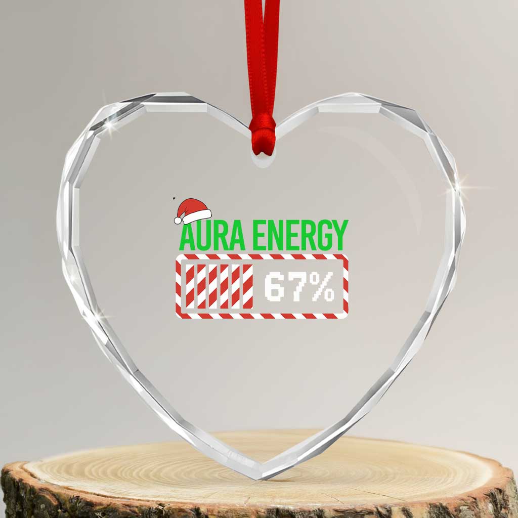 Funny Aura Energy 67 Christmas Heart Crystal Glass Ornament Aura Farming Six Seven Meme Gen Alpha Slang - Wonder Print Shop
