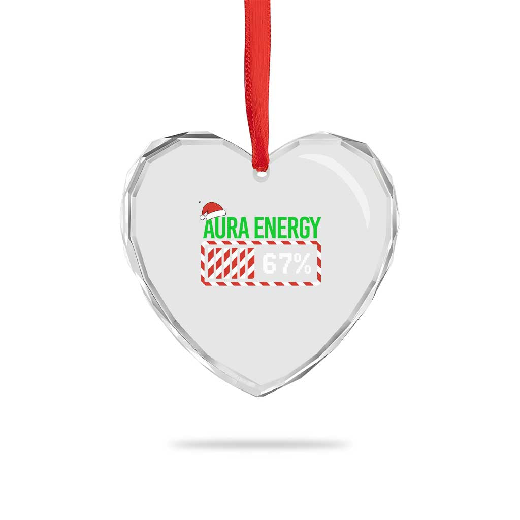 Funny Aura Energy 67 Christmas Heart Crystal Glass Ornament Aura Farming Six Seven Meme Gen Alpha Slang - Wonder Print Shop