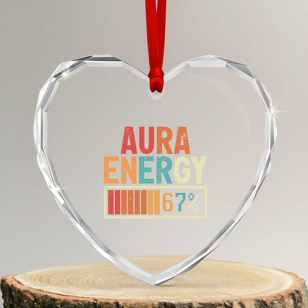 Funny Aura Energy At 67 Heart Crystal Glass Ornament Six Seven Meme Gen Alpha Slang - Wonder Print Shop
