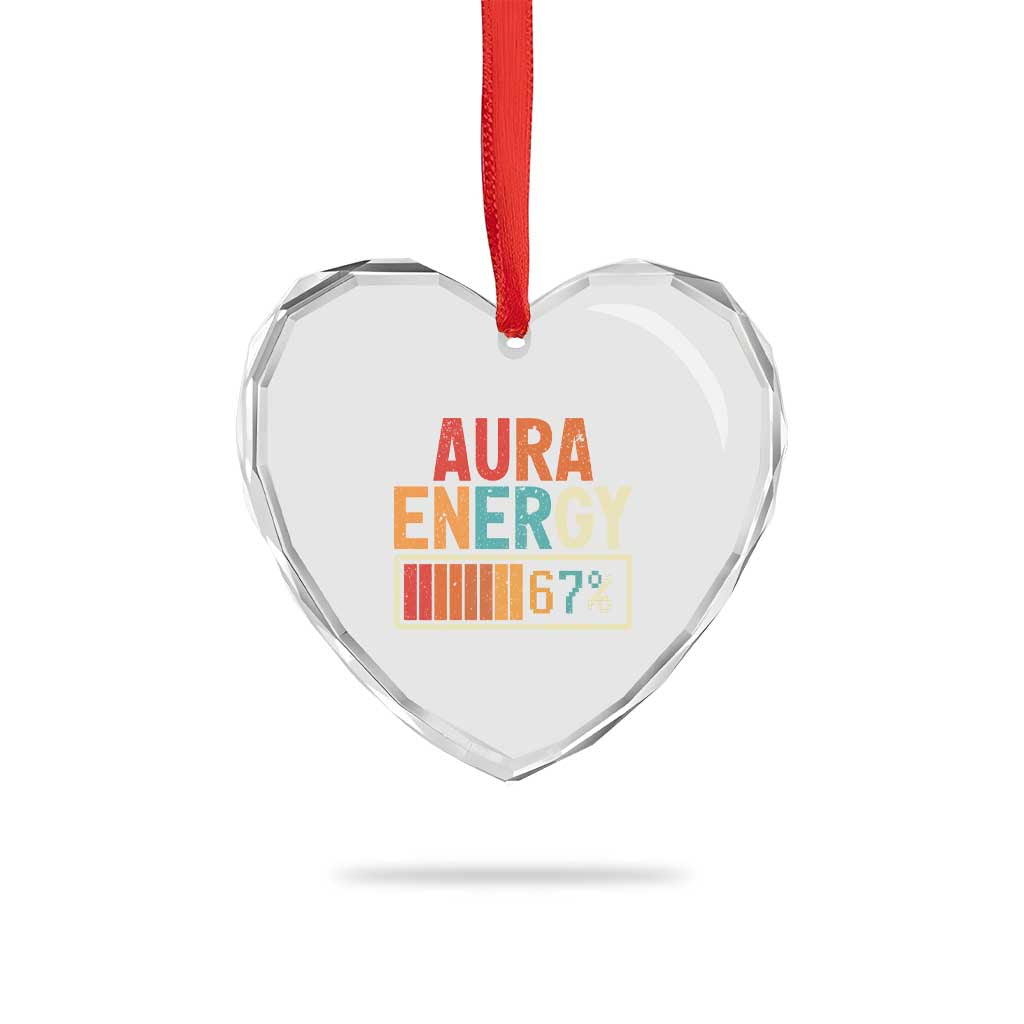 Funny Aura Energy At 67 Heart Crystal Glass Ornament Six Seven Meme Gen Alpha Slang - Wonder Print Shop