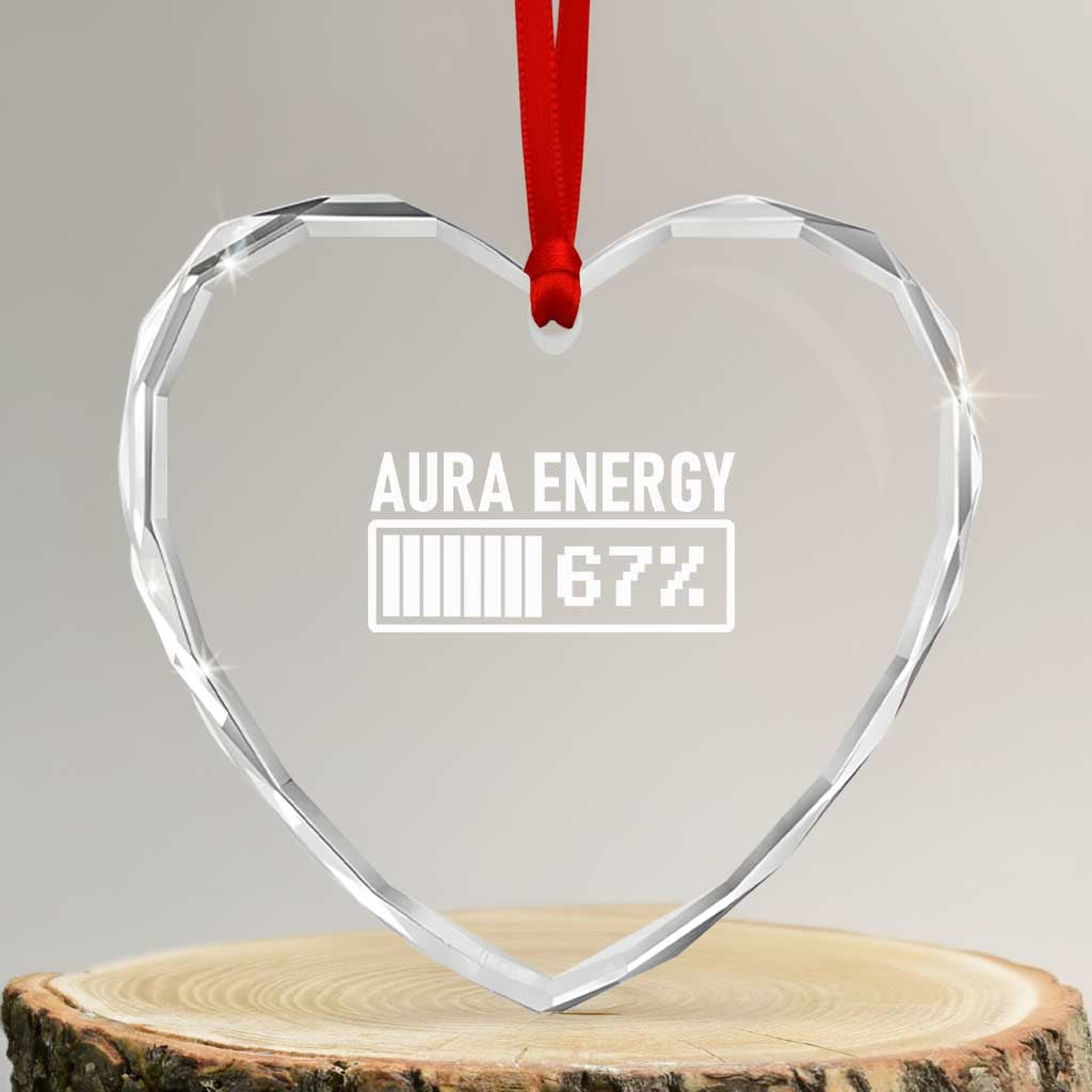 Funny Aura Energy at 67 Heart Crystal Glass Ornament Six Seven Viral Meme 6 7 Gen Alpha Slang - Wonder Print Shop
