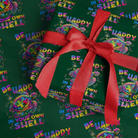 Funny Autism Awareness Be Happy In Your Own Shell Wrapping Paper Roll Rainbow Puzzle Turtle