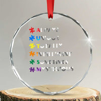 Funny Autism Awareness Crystal Glass Ornament Always Unique Totally Intelligent Sometimes Mysterious