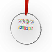 Funny Autism Awareness Dare To Be Yourself Crystal Glass Ornament Dabbing Unicorn