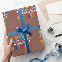 Funny Autism Awareness Dare To Be Yourself Wrapping Paper Roll Dabbing Unicorn