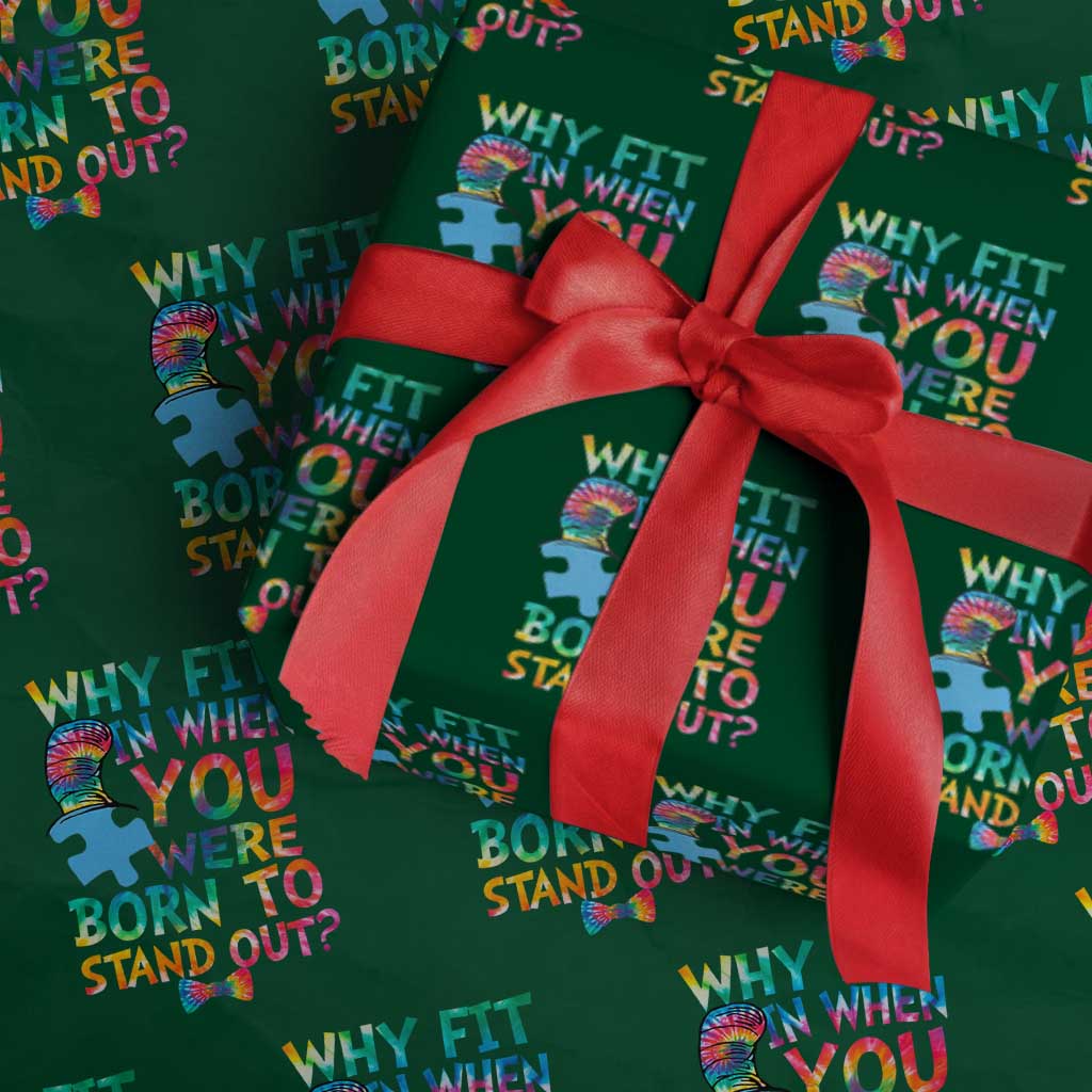 Funny Autism Awareness Wrapping Paper Roll Why Fit In When You Were Born To Stand Out Puzzle