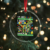 Funny Autism Awareness Dinosaur Crystal Glass Ornament I'm Not Misbehaving I Have Autism Please Be Understanding