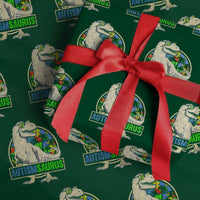 Funny Autism Awareness Dinosaur Wrapping Paper Roll Autismsaurus Puzzle Pieces