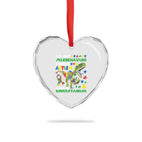 Funny Autism Awareness Dinosaur Heart Crystal Glass Ornament I'm Not Misbehaving I Have Autism Please Be Understanding