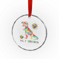 Funny Autism Awareness Embrace Differences Crystal Glass Ornament Puzzle Dinosaur