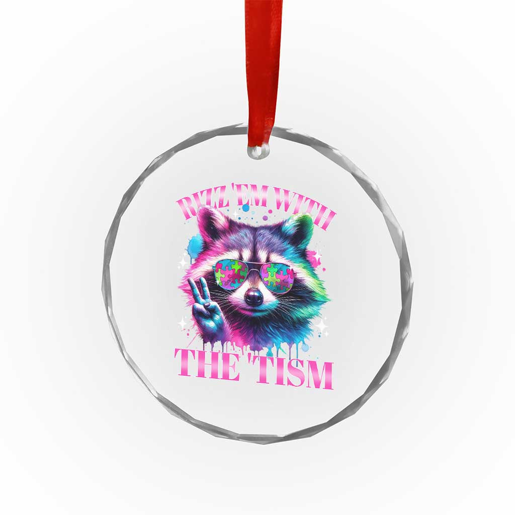 Funny Autism Awareness Racoon Crystal Glass Ornament Rizz Em With The Tism Meme Autistic