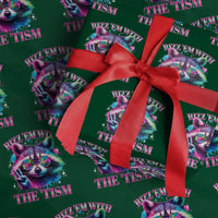 Funny Autism Awareness Racoon Wrapping Paper Roll Rizz Em With The Tism Meme Autistic