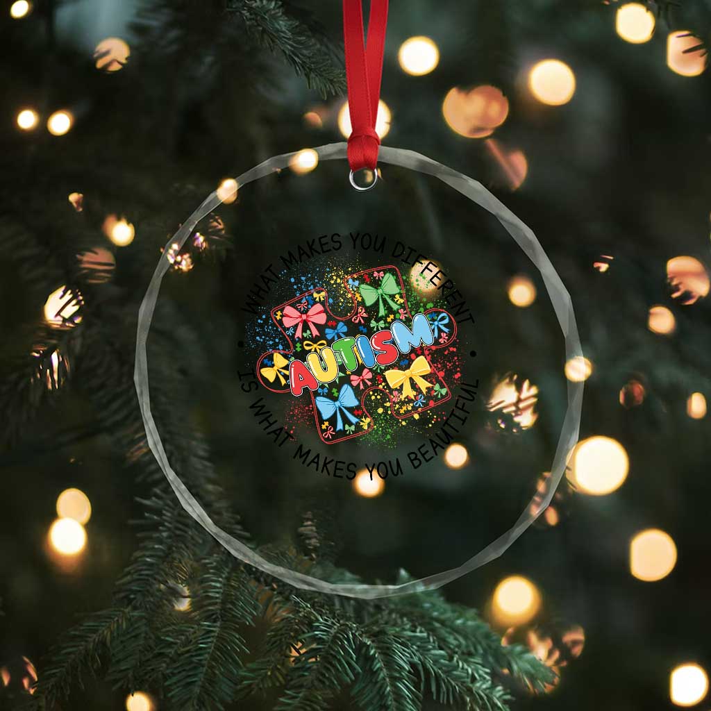 Funny Autism Awareness What Makes You Different Is What Makes You Beautiful Crystal Glass Ornament Coquette Puzzle