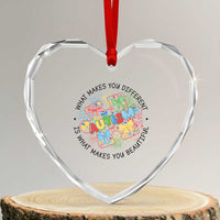 Funny Autism Awareness What Makes You Different Is What Makes You Beautiful Heart Crystal Glass Ornament Coquette Puzzle