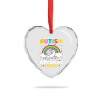 Funny Autism Can't Dim My Sparkle Heart Crystal Glass Ornament Autism Awareness Unicorn Rainbow