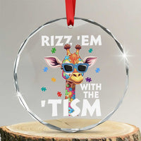 Funny Autism Giraffe Crystal Glass Ornament Rizz Em With The Tism - Wonder Print Shop