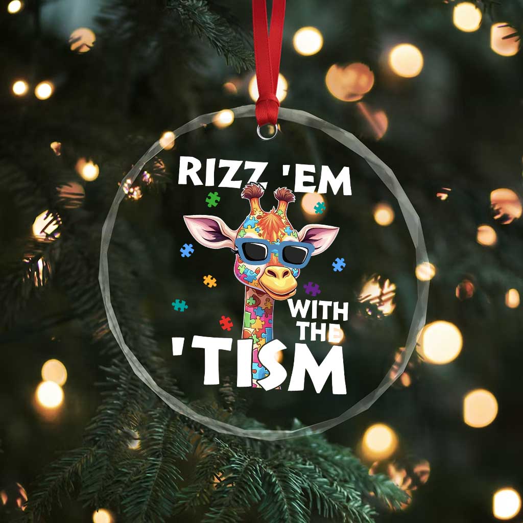 Funny Autism Giraffe Crystal Glass Ornament Rizz Em With The Tism - Wonder Print Shop