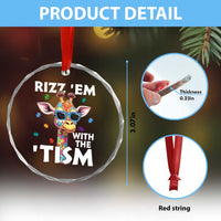 Funny Autism Giraffe Crystal Glass Ornament Rizz Em With The Tism - Wonder Print Shop