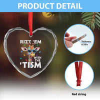 Funny Autism Giraffe Heart Crystal Glass Ornament Rizz Em With The Tism - Wonder Print Shop