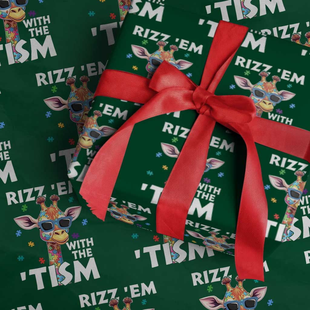 Funny Autism Giraffe Wrapping Paper Roll Rizz Em With The Tism - Wonder Print Shop