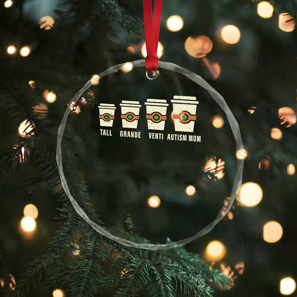 Funny Autism Mom Crystal Glass Ornament Coffee Support Autistic - Wonder Print Shop