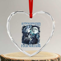 Funny Autism Powered Fuck Machine Heart Crystal Glass Ornament Autism Quote Alpha Wolf