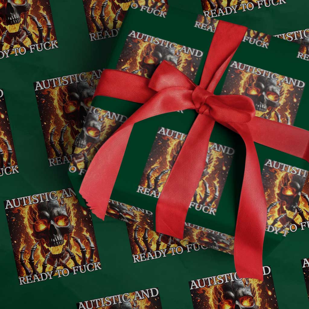 Funny Autistic Fire Skeleton Wrapping Paper Roll Autism Humor Joke