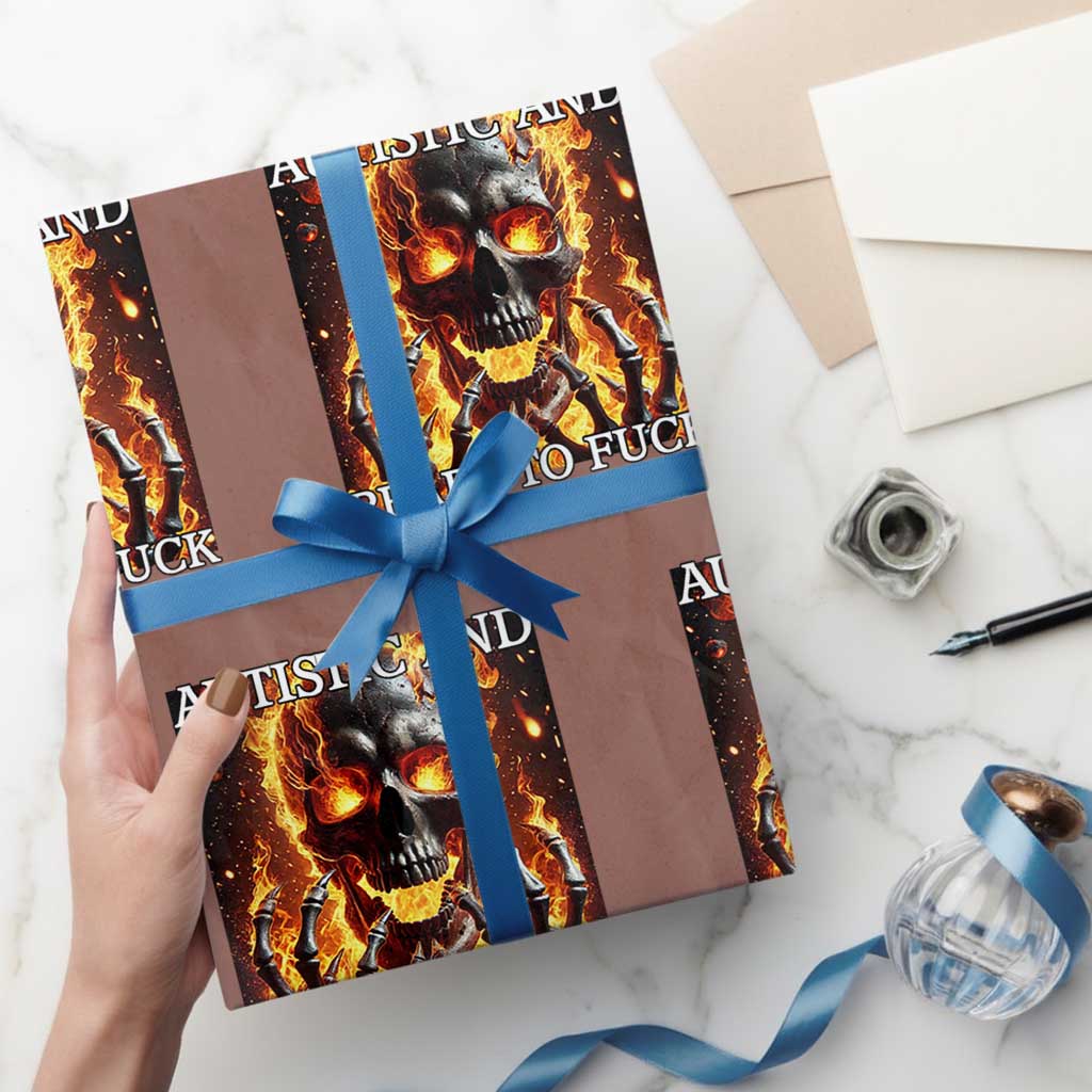 Funny Autistic Fire Skeleton Wrapping Paper Roll Autism Humor Joke