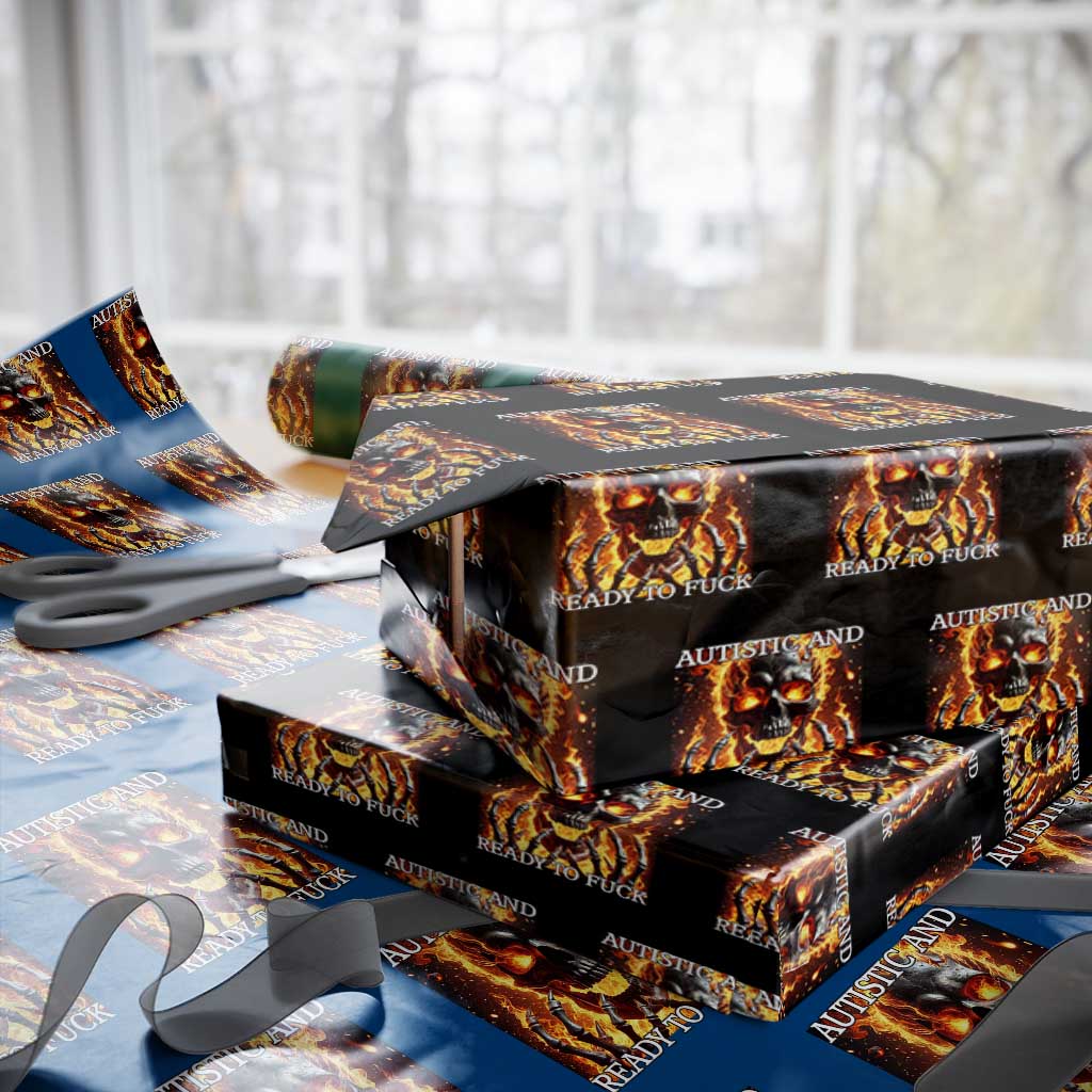 Funny Autistic Fire Skeleton Wrapping Paper Roll Autism Humor Joke